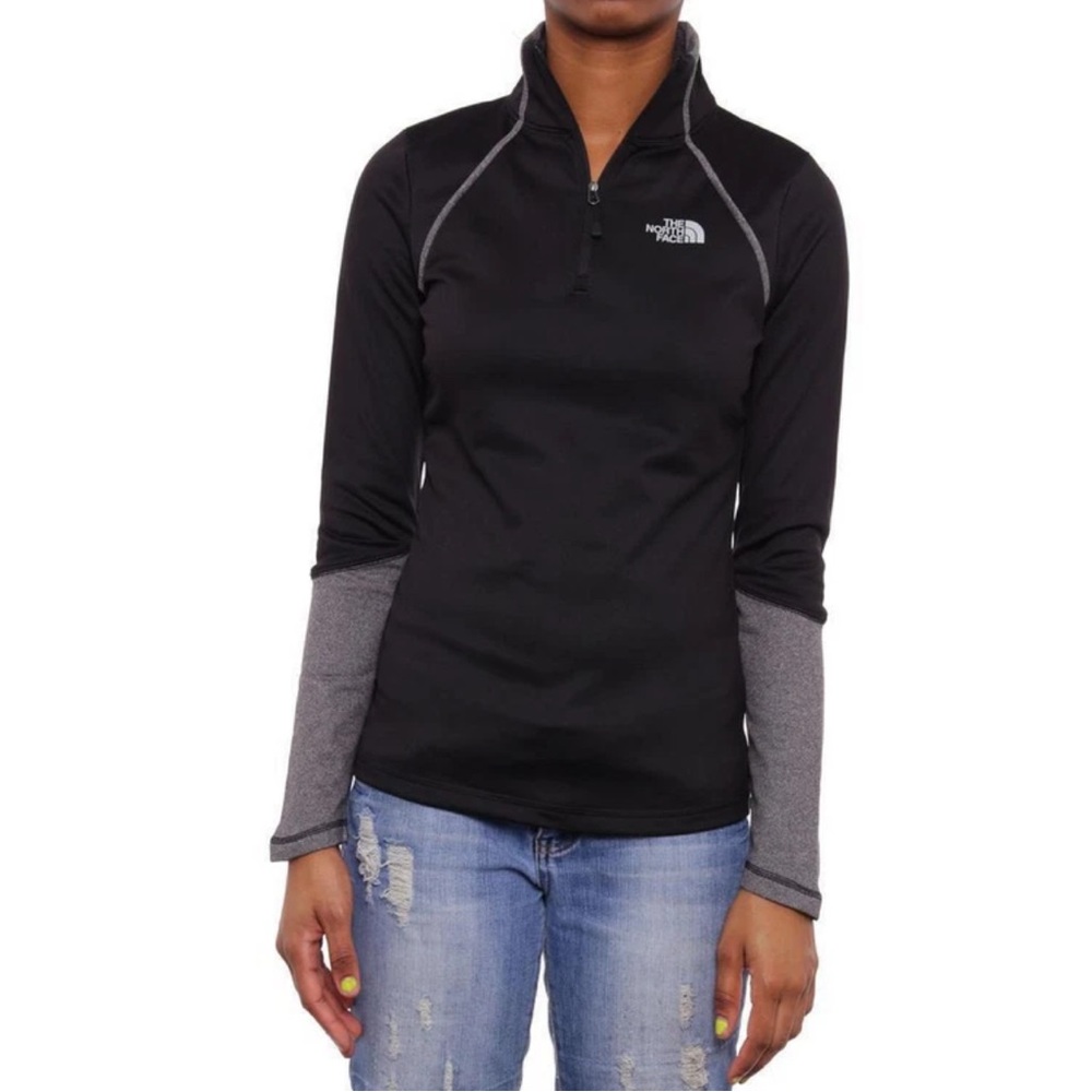 The North Face Women's Cinder 100 Jacket‎ Quarter Zip Pullover Black Gray Large